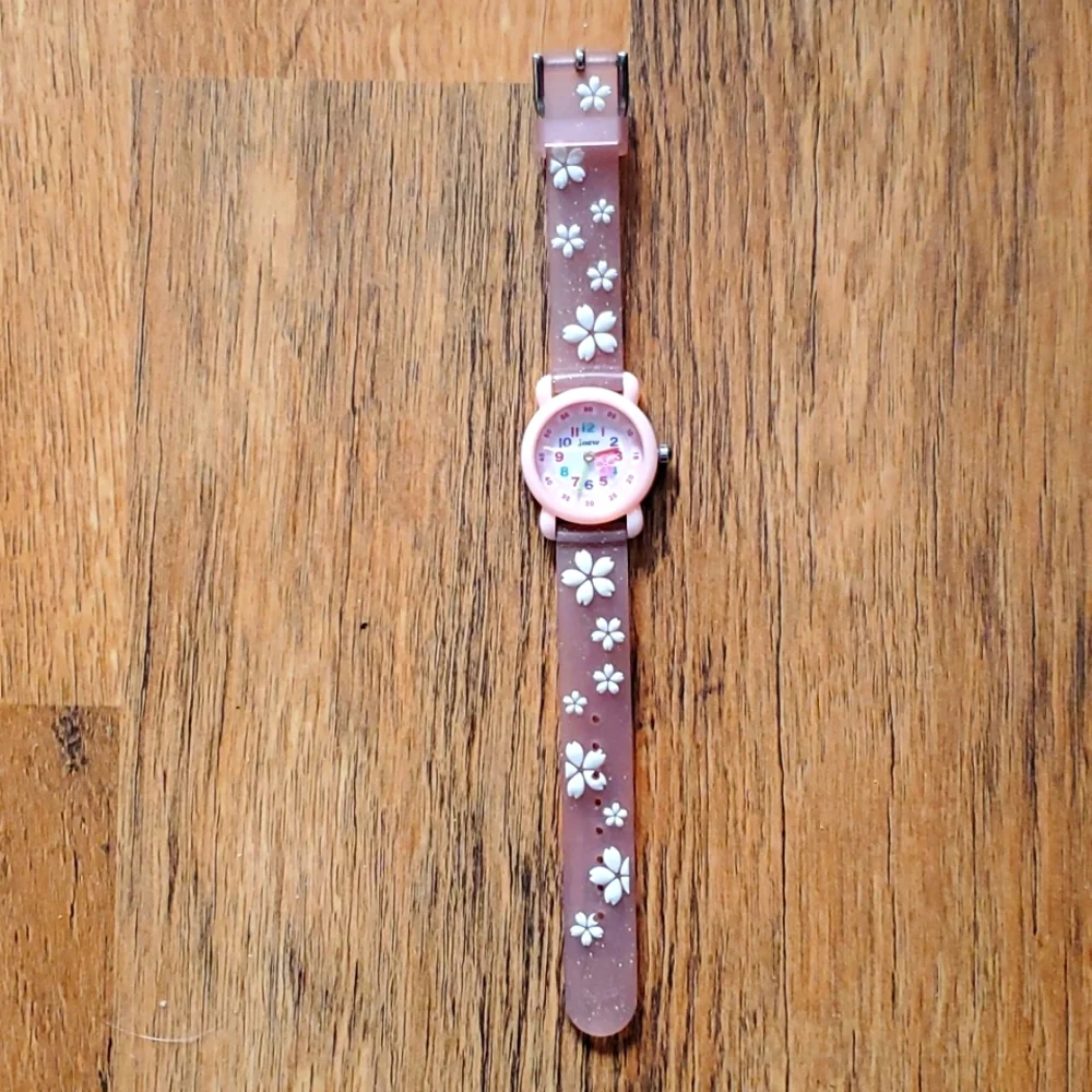 Jnew Girls White &‎ Pink Flower Jelly Watch